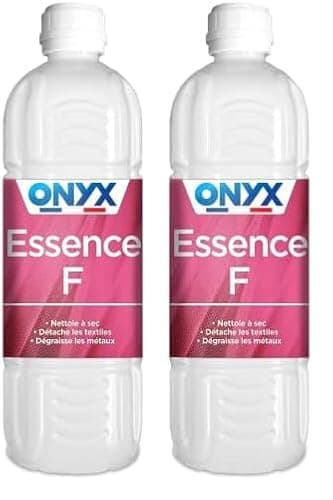 Onyx - Essence F - Nettoyant à Sec et Détachant Textile, Dégraissant Métaux, Entretien Revêtements en Crin - Fabrication Française - 1L (Lot de 2)