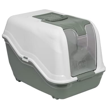 Toilette pour chats XXL Netta Maxi - Blanc et vert - Spécial pour les grands chats de race