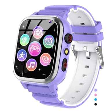 JUBUNRER Montre Enfant 26 Jeux, Téléphone, Podomètre, Calories SOS Montre Connectée Enfant Garcon Garçons Filles Caméra HD, Lecteur de Musique, Vidéo, Cadeaux d'anniversaire