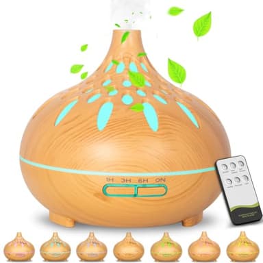 RDDAIPE Diffuseur Huiles Essentielles,500ml Ultrasonique Diffuseur D'huiles Essentielles,7 LED Diffuseur Parfum Electrique avec Télécommande, Diffuseur Arômes Humidificateur Aromathérapie pour Maison