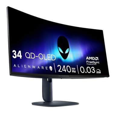 Alienware 34 Écran PC Gaming - AW3425DW, WQHD (3440x1440), 21:9 1800R Incurvé, 240Hz, QD OLED, 0.03ms, Compatible NVIDIA G-Sync, AMD FreeSync Premium Pro, HDR True Black 400, USB-C, Garantie 3 Ans