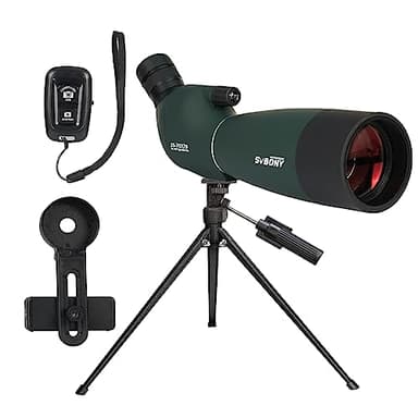 Svbony SV28PLUS Longue-Vue pour Observation des Oiseaux, 25-75x70mm avec Contrôleur sans Fil, BAK4 A5 Rouge Vin FMC Scopes, Digiscoping Adaptateurs pour Faune Tir à l'arc Astronomie