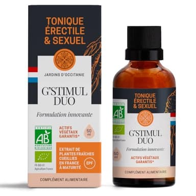 G'STIMUL DUO - Tonique érectile et sexuel - Ginseng rouge Français - Tonifiant sexuel - Tonique et stimulant naturel - Energie et endurance