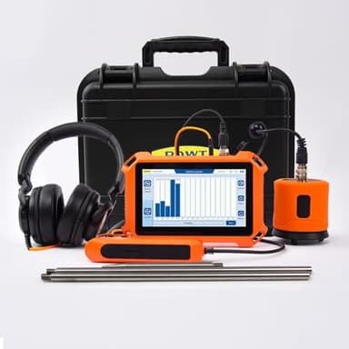 PQWT Détecteur de Fuites d'eau Souterraines PQ125B Détection de Fuites sur Canalisations Extérieures avec Écran Tactile Casque et Coffrit Capteur Amplificateur Acoustique