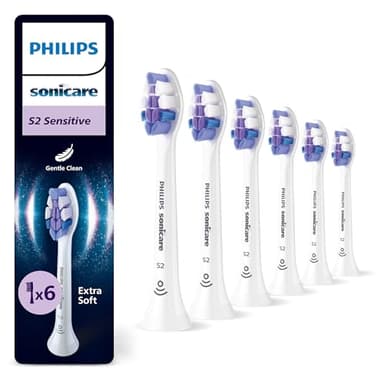 Philips Sonicare S2 Sensitive - têtes de brosse à dents de rechange d'origine, blanc, lot de 6, HX6056/87