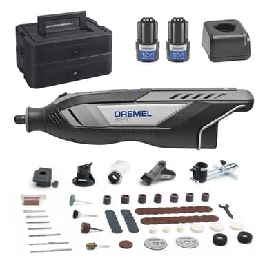 Dremel 8250 Outil rotatif sans fil 12 V 5 000-30 000 tr/min Kit d'outils multifonctions sans balais avec boîte Dremel, 65 accessoires, 5 accessoires et embouts, pour poncer, fraiser, graver
