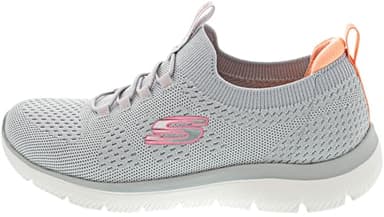 Skechers Femme Summits Top Player Basket, Gray Knit/Pink & Coral Trim, 38.5 EU