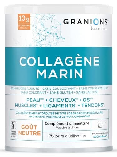 COLLAGENE MARIN Poudre - Saveur Neutre - GRANIONS Collagène N°1 en Pharmacies - 10 g Par Jour - Vitamine C et Collagene Articulations - Collagene Poudre - 27 jours
