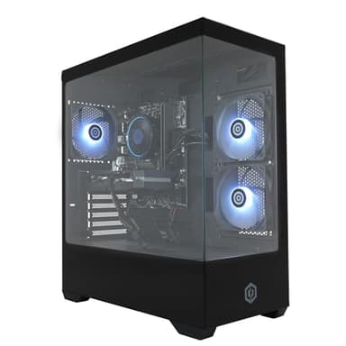 CyberpowerPC Wyvern Gaming PC - AMD Ryzen 7 5700X, AMD Radeon RX 9060 XT 8GB, 16GB RAM, 1TB NVMe SSD, 650W 80+ PSU, Wi-FI, Windows 11, Prism Panoramic RGB Black