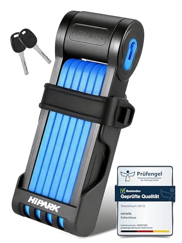 HIPARK Antivol Velo, Antivol Pliable Haute Sécurité, 100cm Cadenas Velo Antivol avec Support Portable et 2 Clés, Antivol Velo Pliable en Alliages à Haute Résistance pour Vélo,Trottinette et Portes