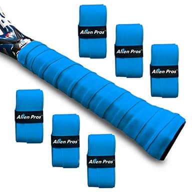 Alien Pros Ruban Grip pour Raquette de Tennis Pré-découpé et Anti-Transpirant - Recouvrez Votre Raquette pour Une Meilleure Performance (6 Grips, Bleu)