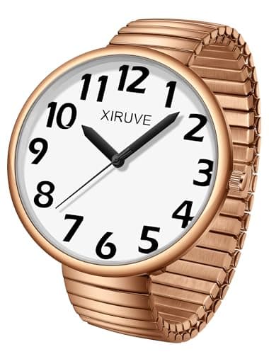 XIRUVE Femme Homme Facile à Lire Super Grand Cadran Chiffres Arabes Bracelet Élastique en Acier Inoxydable Montre à Quartz Analogique
