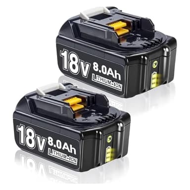 BATTOOLLot de 2 Batteries de Rechange 18 V 8,0 Ah pour Makita BL1860B BL1840 BL1830 BL1860B BL1815 BL1835 BL1850B BL1860B BL1845 BL1850 194205-3 LXT-400 avec Batterie Outil LED