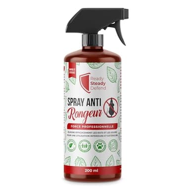 READY STEADY DEFEND 200ml Spray Anti-Rongeur | Répulsif Souris et Rats | Menthe Poivrée | Anti-Souris et Rats Puissant | Répulsif Rat Extérieur | Protection du Jardin Contre Les Rongeurs