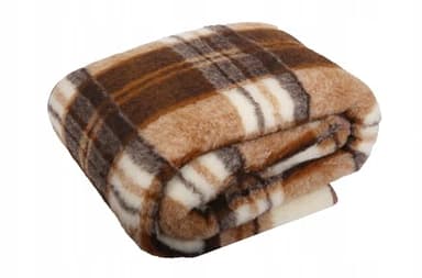 Wool & Home Couverture en Laine Mérinos 240x200 cm – Plaid en 100% Laine Mérinos, Motif à Carreaux – Grammage 500 g/m² – Respirante et Durable