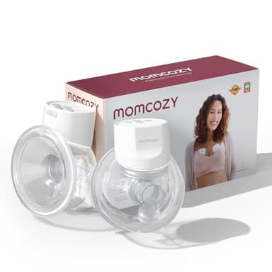 Momcozy tire-lait mains libres S12 Pro, portable et à porter, avec bride douce DoubleFit, 3 modes | 9 niveaux, écran intelligent, 24 mm, lot de 2, blanc
