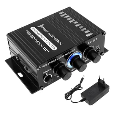 ePathChina Amplificateur Audio, Ampli Hifi, Mini Amplificateur de Puissance 12V 2 Canaux, Classe D Stéréo avec Entrée AUX/USB/SD, pour Maison ou Voiture, Adaptateur Secteur Inclus