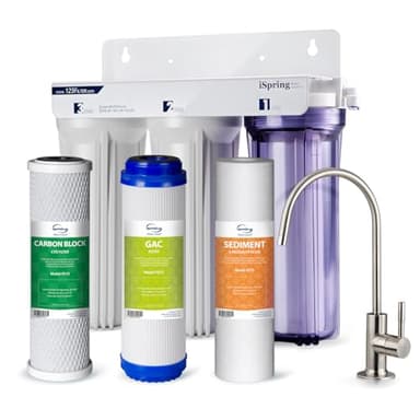 iSpring US31 Classic Système de Filtration d'Eau sous Évier en 3 Étapes pour Boire, sans Réservoir, Haute Capacité, Sédiments + Carbone + Carbone (version la plus récente)