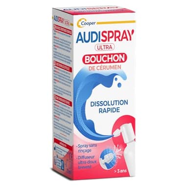 AUDISPRAY ULTRA - Traitement Bouchon de cérumen - Dissolution rapide des bouchons de cérumen - Oreille - Spray sans rinçage - 20ml