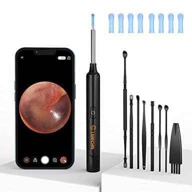 LMECHN Otoscope Oreille 3,5mm WiFi Nettoyeur Oreille Camera con 1926P HD Camera et 6 Lumières LED IP67 Camera Oreille Nettoyage pour iOS Android et IPad