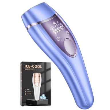 21J Épilateur Lumière Pulsée, IPL Épilateur Laser avec Fonction de Refroidissement, Salon à la Maison,9 Niveaux Laser Epilation pour Femme et Homme, Corps Aisselles, Bleu