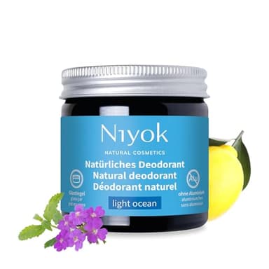 Niyok® 2-en-1 Déodorant Crème "Light Ocean" (40ml) • Déodorant solide vegan et unisexe • Protection 24h contre la transpiration et les odeurs • Déo naturel sans aluminium • Parfum frais et aquatique