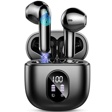 Ecouteurs Bluetooth sans Fil, Écouteurs Bluetooth 5.3 avec HiFi Stéréo Basses Casque, 50H Récréation, 4 ENC Réduction de Bruit Mic, Oreillette Bluetooth Sport IP7 Étanche, Écran LED, pour iOS Android