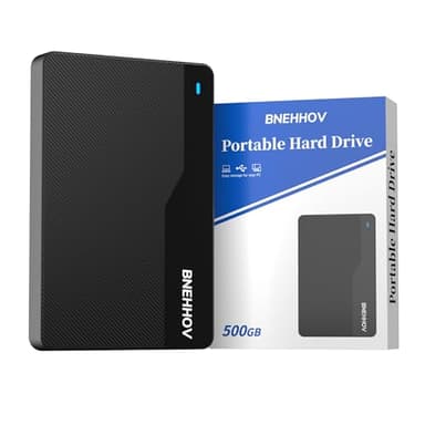 BNEHHOV Disque Dur Externe Portable 500Go 2.5'' USB 3.0 Stockage HDD pour PS4, PC, Mac, Ordinateur Portable, Xbox, Android, Bureau SATA, TV, Wii U, Chromebook, Ordinateur de Bureau, Windows