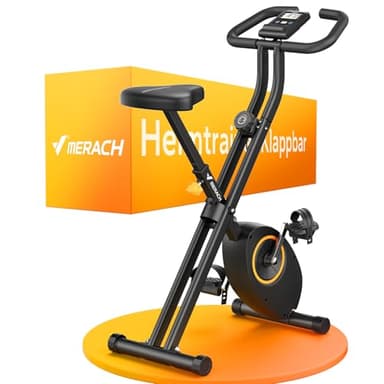 MERACH Vélo d’Appartement Pliable, Velo d Appartement avec Écran LCD, Vélo de Fitness Magnétique à Domicile avec Coussin Confortable, Gain de Place, Pour l’Entraînement Cardio, Capacité Max 136KG