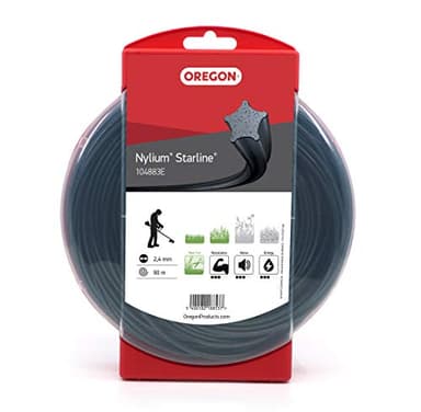 Oregon Fil de débroussailleuse Nylon Étoile 2.4mm, Coupe herbes hautes, mauvaises herbes, végétation dense, Fil nylon haute résistance, compatible avec modèles standards, 2.4mm x 90m (104883E)