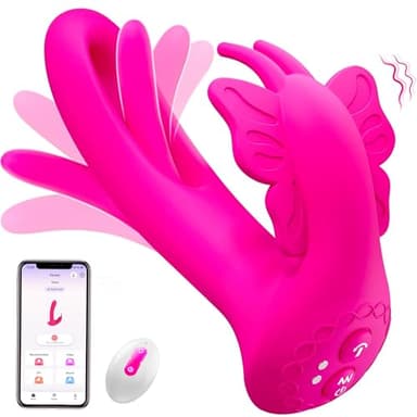 Vibromasseurs Feminin Clitoridien et Point G, Sex Toýs Femme Vibromasseur Gode Vibro-masseur APP Télécommandé Avec 9x9 Battement Creux Modes, 4 EN 1 Dildo Stimulateur Sextoyse Couple Plaisir