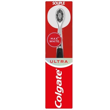COLGATE - Brosse à dents manuelle Max White Ultra - Brins infusés au charbon - Conçue pour éliminer les taches en surface