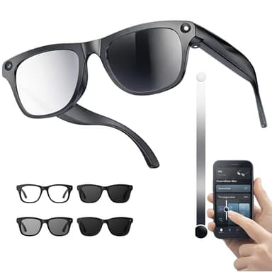 11LASTYLE47 Lunettes Smartglasses 2026 Caméra Full HD, Verre Teinte Electrochomique Flash intégré, Musique, Bluetooth,WiFi, Protection UV, Assistant Vocal IA, Réseaux Sociaux, Haute Autonomie.
