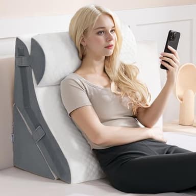 Coussin Triangulaire Pliable en Mousse à Mémoire - Orthopédique 3-en-1 pour Soutien des Jambes, Douleurs Dorsales et Apnée du Sommeil