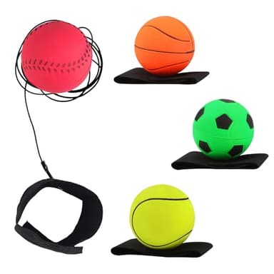 XINTANGXIA Lot de 4 Balle de Retour Poignet Balle avec Elastique Poignet Balles Rebondissantes pour Exercice ou Jouer pour Enfants Adultes