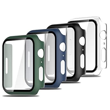 Simpeak 4 Pièces Protection Écran Compatible with Apple Watch Series 7/8/9 45mm Coque 2 en 1 Cadre PC Rigide et Verre Trempé HD, Sensible au Toucher/Couverture Complète/Ultra Mince/Anti-Bulle