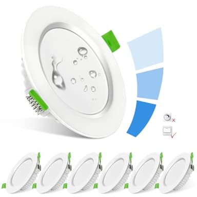 TailcasLED Spot Led Encastrable Dimmable IP44 7W, 650lm 26mm Spot de Plafond Extra Plat Salle de Bain, 230V 6500K Blanc Froid, Diamètre du Trou Φ68-80mm pour Salon Cuisine