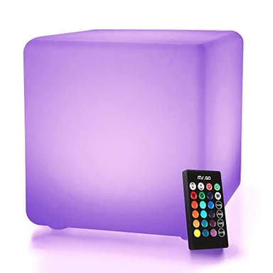 Mr.Go 10" LED Cube Lumineux Lampe d'ambiance avec Télécommande, Couleur Changeante Cube Lampe de Nuit, 16 RGB Couleurs, Dimmable Luminosité, Batterie Rechargeable, Imperméable pour Intérieur Extérieur