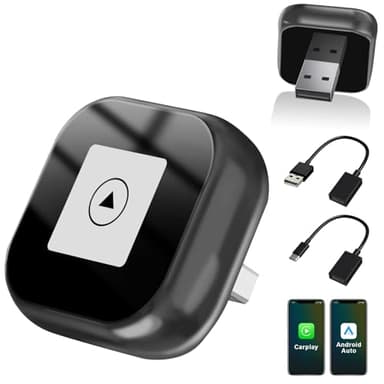 Adaptateur Carplay Et Android Auto sans Fil 2 en 1, Mini Carplay Convertit Le Filaire en sans Fil, Plug & Play, Connexion Automatique, Design Compact pour Iphone Et Android avec CâBle USB/USB-C Gris
