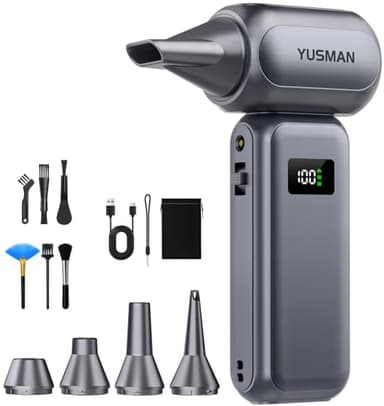 YUSMAN Souffleur à Air Comrimé Électrique 300000RPM - Mini Souffleur avec Réglage de Puissance 0-100% - pour Nettoyage PC, Clavier, Boîtier et Intérieur Auto