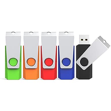 KEXIN Lot de 5 Clés USB 64 Go Clef USB 2.0 64 Go Cle USB (64G, 5 Couleurs : Noir Bleu Rouge Vert Orange)
