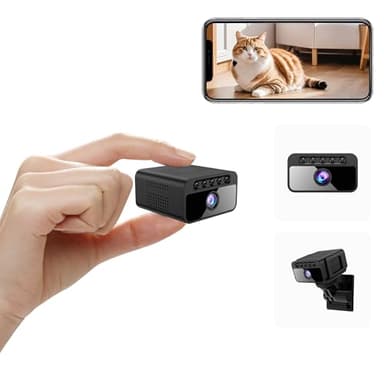 AOBOCAM Camera Espion, Mini Caméra de Surveillance WiFi 1080P Intérieur/Extérieur, Micro Caméra Bluetooth avec Vision Nocturne, Détection de Mouvement, Enregistrement à Distance (W06)