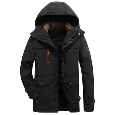 Bastwahl Parka Homme Hiver - Manteau Parka Chaud Fourrure Casual Outdoor Blouson Amovible Capuche Doudoune Longue Blouson Chaud