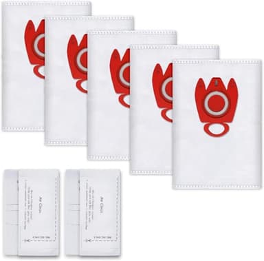 5 Sacs Aspirateur pour Miele FJM Compact C2 C1 Complete C1 S2 S3 S4 S5 S6 S7 Sacs d'Aspirateur 3D, 5 Sacs à Poussière avec 2 Jeux de Filtres