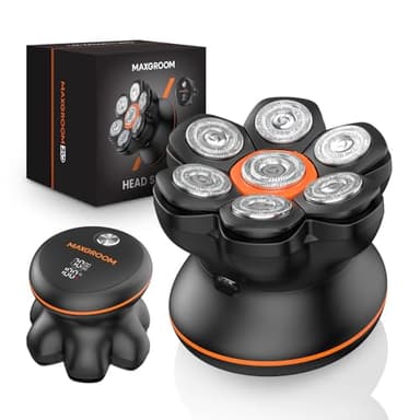 Maxgroom 7D Rasoir Tete Chauve Homme,Tondeuse Crane Chauve Sec&Huimide,IPX6 Etanche,USB-C 90 Minutes Autonomie, Rasoir Tête,Cadeau Homme Chauve (Noir)