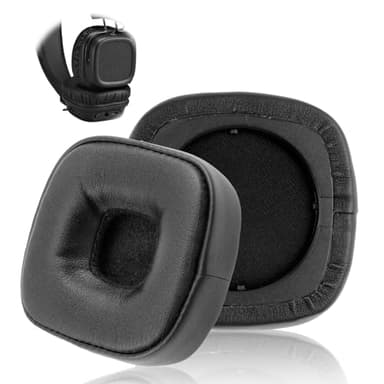 Major IV Coussinets de Rechange, pour Marshall Major III IV pour Casque sans Fil en Oreillette Mousse À Mémoire de Forme d'oreille Coussins Remplacement Cuir Similicuir Protéiné Souple Noir