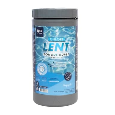 EDENEA - Chlore Lent Piscine - Action Permanente Longue Durée - Pastilles 20g - Boite 1 kg EDGBA - Chlore Permanent - Désinfection - Gamme EDG by AQUALUX International