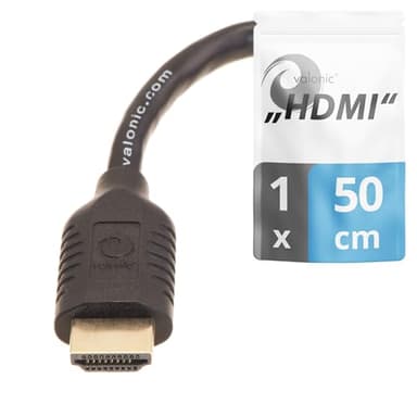 valonic cable HDMI court, 50cm - 4k, ARC, Ultra HD, Ethernet, high Speed - noir, pour TV, Macbook, PC, PS5 0,5m