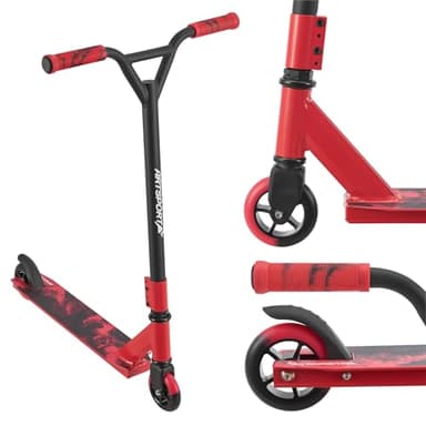 ArtSport Trottinette Stunt Red Smoke - Freestyle pour Enfants et Adolescents - Guidon à 360°, Roues en Aluminium de 100 mm - Rouge Noir