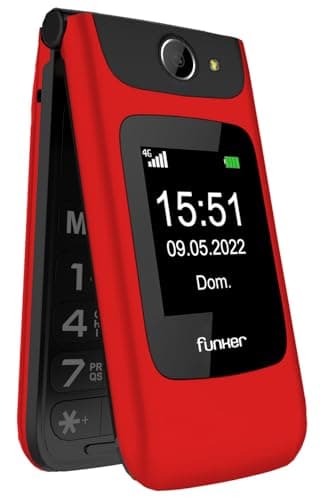 Funker C200 Comfort 4G Téléphone Portable 4G à Rabat Pour Seniors, Gros Boutons Et Touches, Facile à Utiliser, Bouton SOS, USB-C, 3 Mémoires Directes, 2000 Contacts, Batterie 1000 mAh (Rojo)